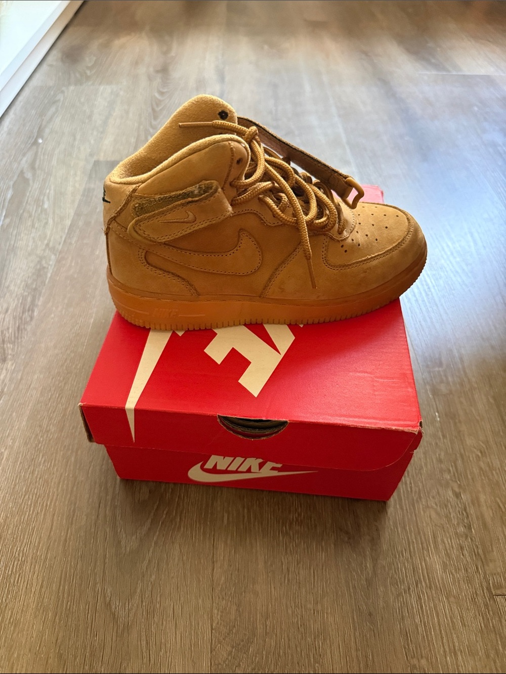 Nike Kids' High-Top Sneakers in Tan Suede